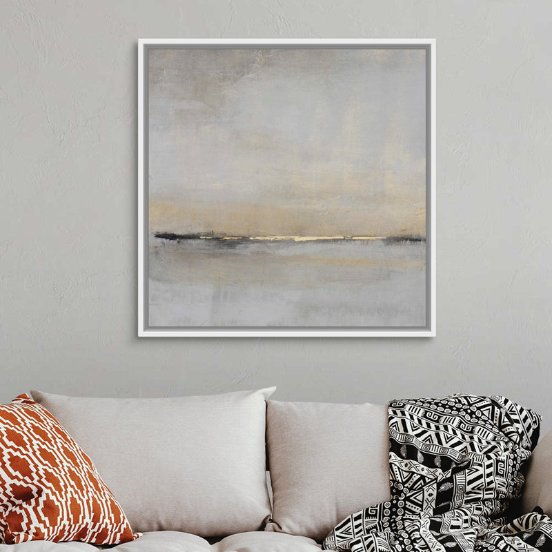 «Horizontal Flow II» par Tim O'Toole - Peinture sur toile, Toile avec cadre photo, H 38 po x l 38 po, Blanc