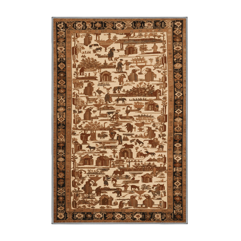 Tapis brun turc lavable à la machine, Rectangle 6 pi x 9 pi