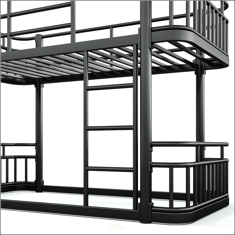 Twin over Twin Bunk Bed with Ladders & Guardrails, Upgraded Round-Pipe Metal Frame, Stylish & Versatile for Any Room,Black