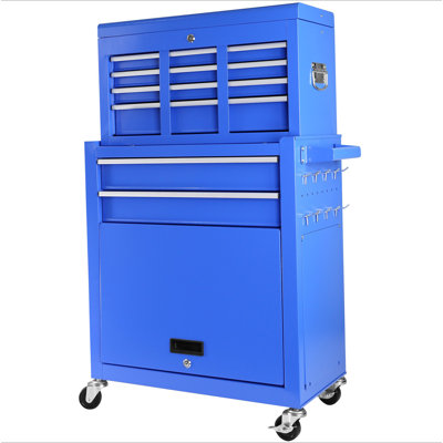 Coffre à outils roulant avec roulettes et 8 tiroirs, grande armoire à outils amovible avec serrure pour le garage, chariot à outils verrouillable avec doublure noire pour l'entrepôt, atelier