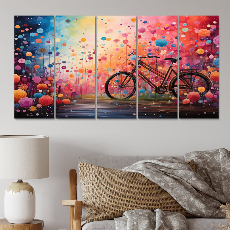 Bicyclette onirique bicyclettes pointillisme - bicyclette, décoration murale en toile