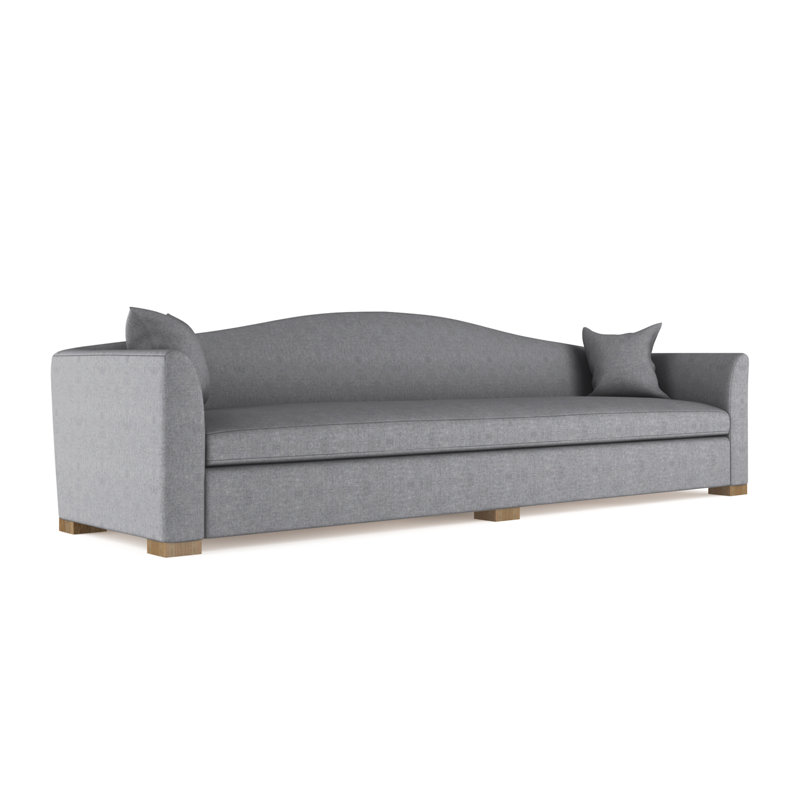 Horatio Camelback Taper Curved-Arm Extra Long Sofa, Vintage Leather Graphite, Weathered, 33" H x 120" W x 36" D