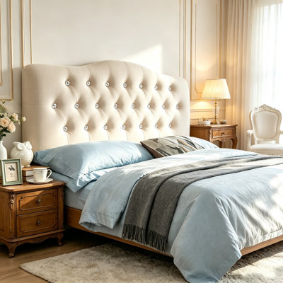 Linen Upholstered Headboard-Modern-Adjustable Height-Diamond Tufting