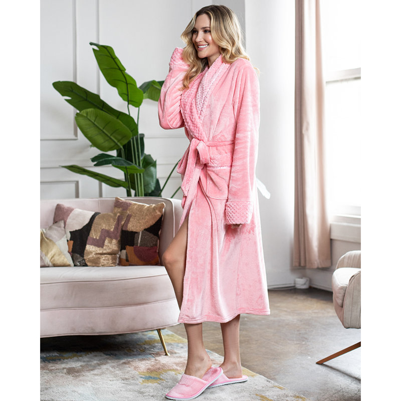LOTUS LINEN Peignoirs moelleux moelleux peignoirs longs, Rose, M / G