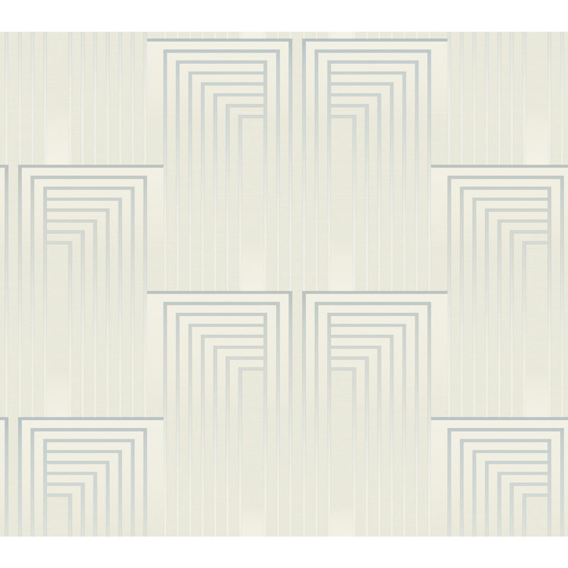 Geometric Metallic Wallpaper Roll by Candice Olson, Dusty Blue/Silver