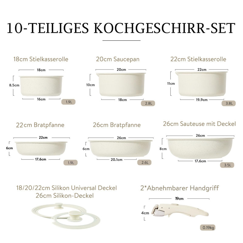 Shemena 10 - Piece Aluminum Cookware Set