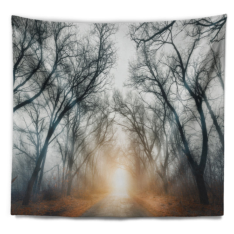 Tapisserie de forêt avec éclairage jaune Landscape, H 32 po x l 39 po