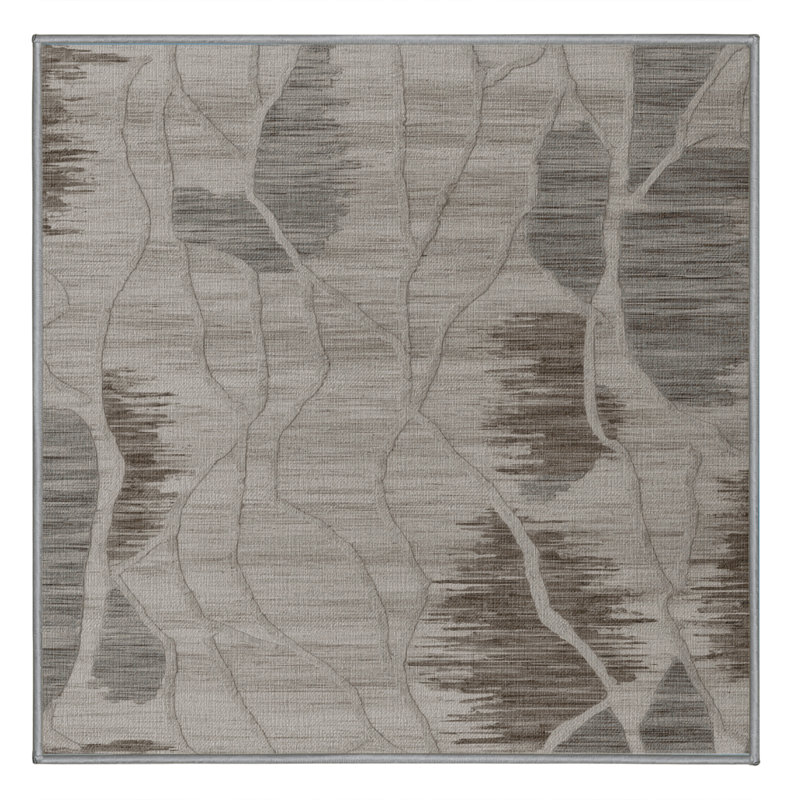 Machine Washable Abstract Gray Area Rug, Square 7'