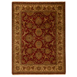 Hand Knotted Wool Oriental Area Rug in Red And Gold