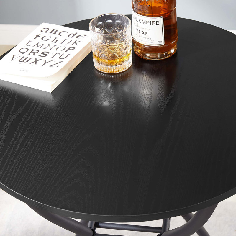 Ensemble de 3 tables de bar et chaises à hauteur de comptoir avec dossier en métal et siège en tissu