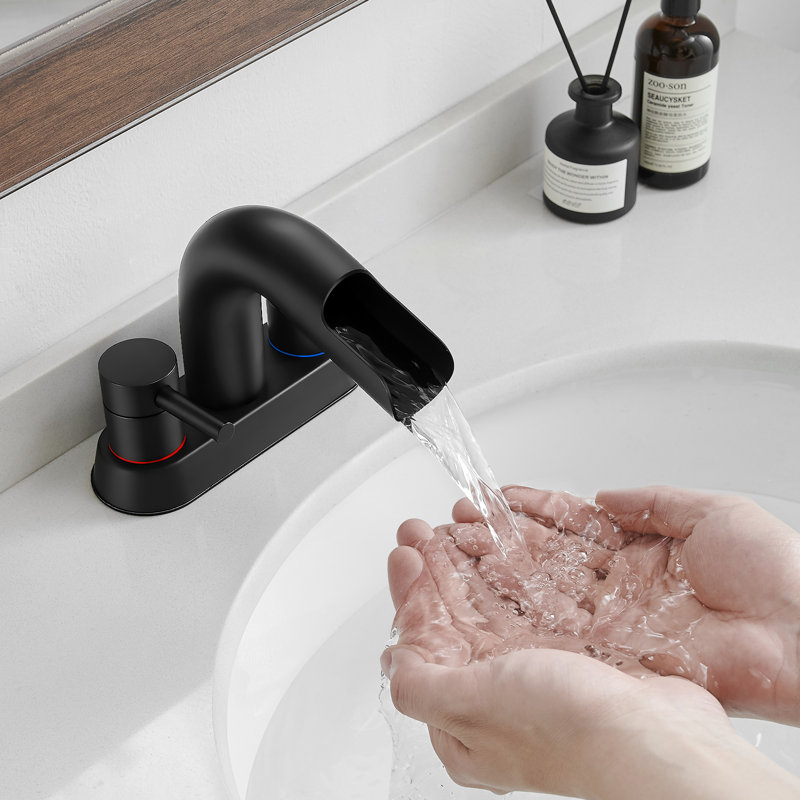 2-handle Bathroom Faucet with Drain Assembly, Matte Black