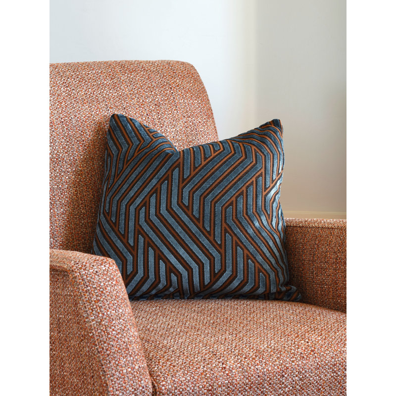 Mélange de polyester jacquard moderniste, Bleu terre cuite