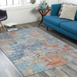 Edick Abstract Blue/Orange/Gray Area Rug