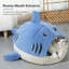 Lit de chat semi-fermé en forme de requin – Grotte en peluche douce avec housse amovible et lavable, fond antidérapant, pour chats et petits chiens (P/M/L, bleu)-2110664065