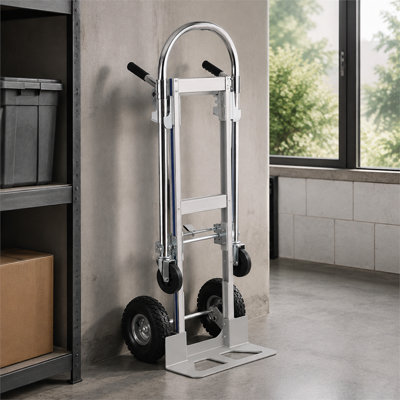 Chariot de manutention convertible 2 en 1 en aluminium, chariot utilitaire pliable robuste de 363 kg (800 lb) avec roues freinées en caoutchouc, transformable en chariot à plateforme pour le transport industriel