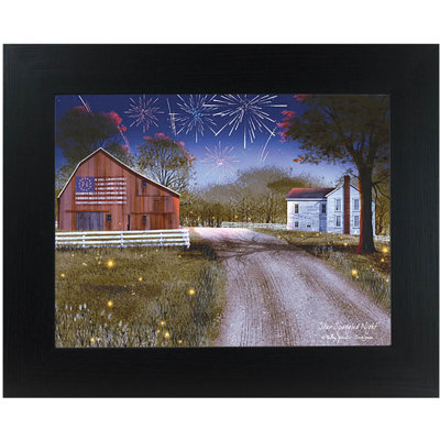 «Star Spangled Night» par l'artiste Billy Jacobs, art encadré