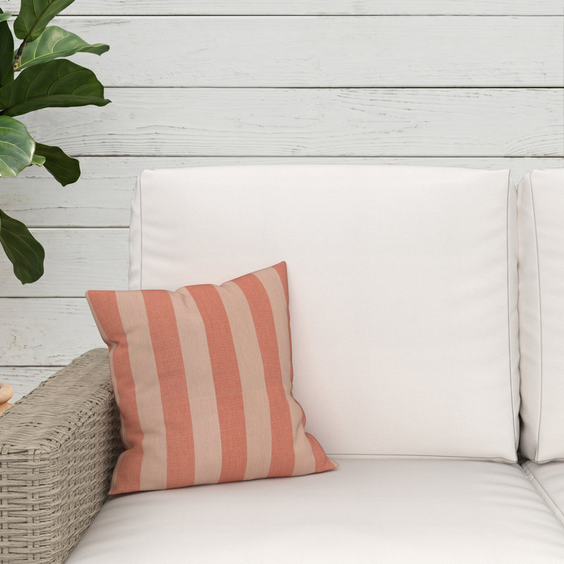 Lani Sunbrella® Indoor/Outdoor Throw Pillow, Pink/Cream, Square 14"