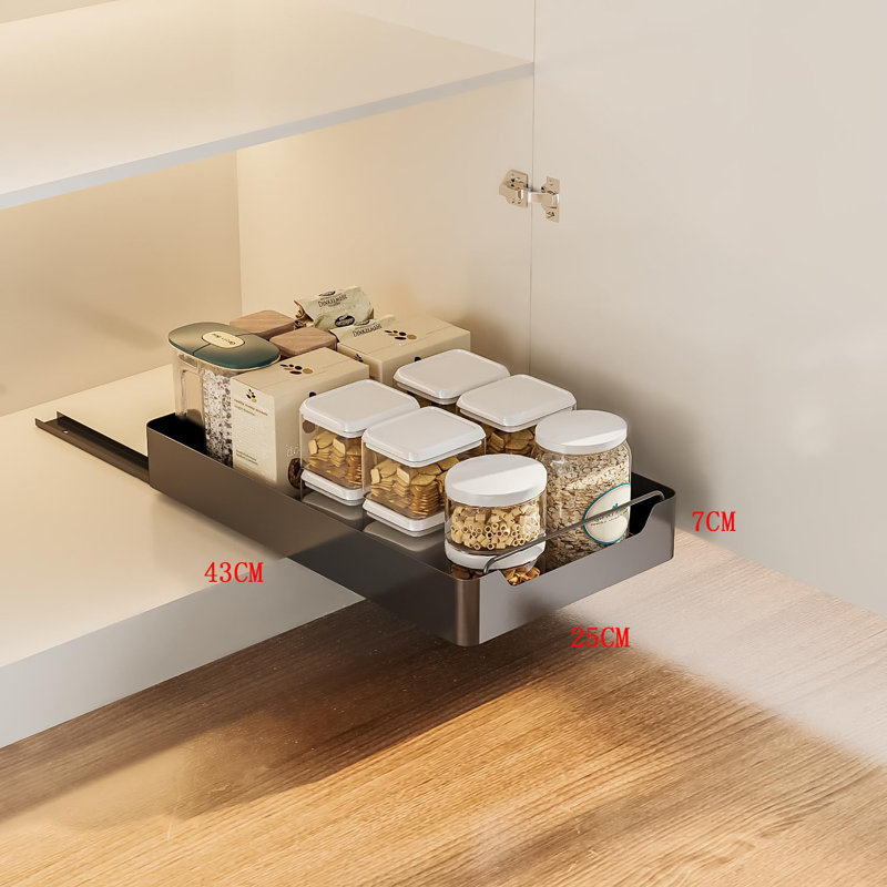 Teleskopschublade, Ausziehbare Schublade Küche, Kuchtchrank Organiser, Noir, H 2,8 po x l 17 po x P 9,8 po