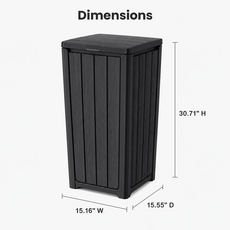 Poubelle d'extérieur 35 gallons avec couvercle, Noir