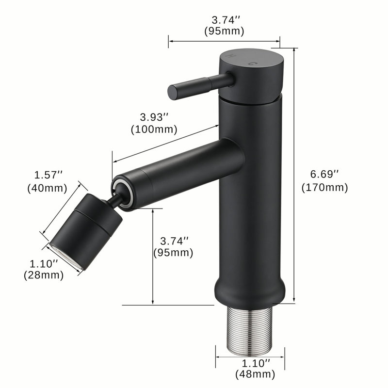 Single-Hole Single-handle Bathroom Faucet with Drain Assembly, Matte Black