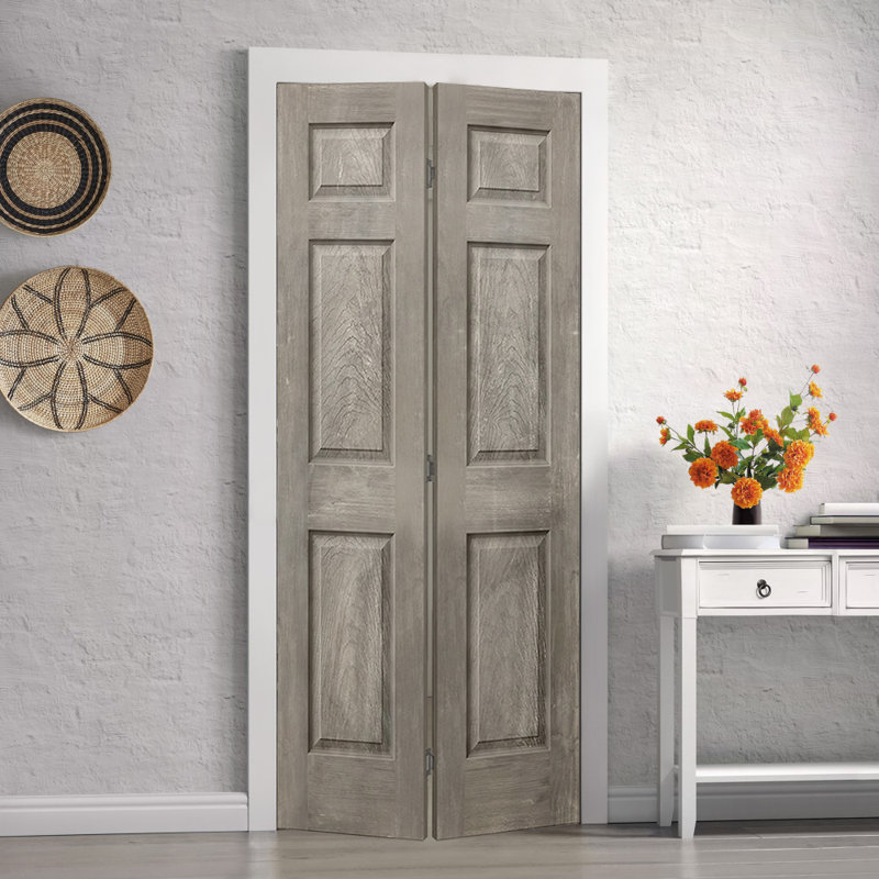 Paneled MDF Composite Bifold with Installation Hardware Kit, Vintage Gray, 36" x 80"