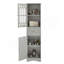 Armoire de salle de bain haute, armoire de rangement autoportante avec tiroir et portes, panneau de fibres à densité moyenne, porte en acrylique, tablette réglable, gris-123984596