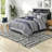 Luxurious 7-piece Jacquard Bedding Set, Navy Polyester, Transitional Style For King Beds