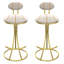 Tabourets de bar ronds modernes avec structure dorée, conception ergonomique et velours facile à nettoyer pour les îlots de cuisine-206769884