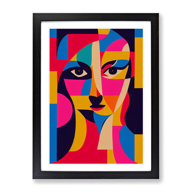 Woman Abstract Cubism No.2 - Wall Art, Black Framed, 64cm H x 46cm W