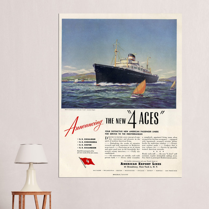 Cunard Line - Wrapped Canvas Rectangle Print, 120cm H x 90cm W x 1.8cm D