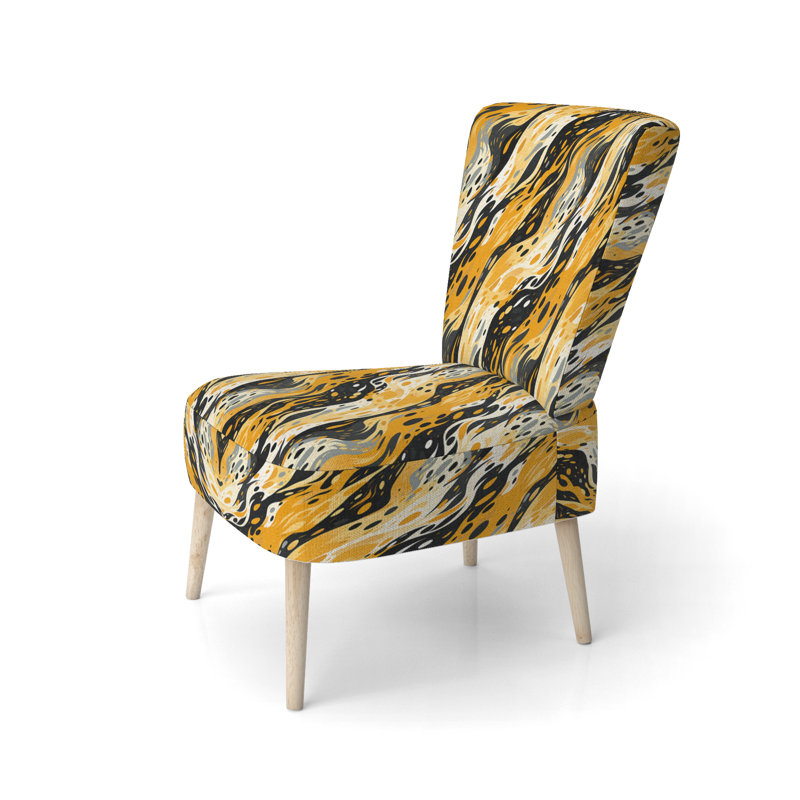 Chaise d'appoint rembourrée jaune et noire à motif de guépard jaune et noir