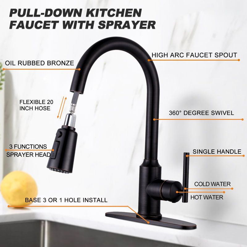 Pull Down Kitchen Faucet, Oil Rubbed Bronze