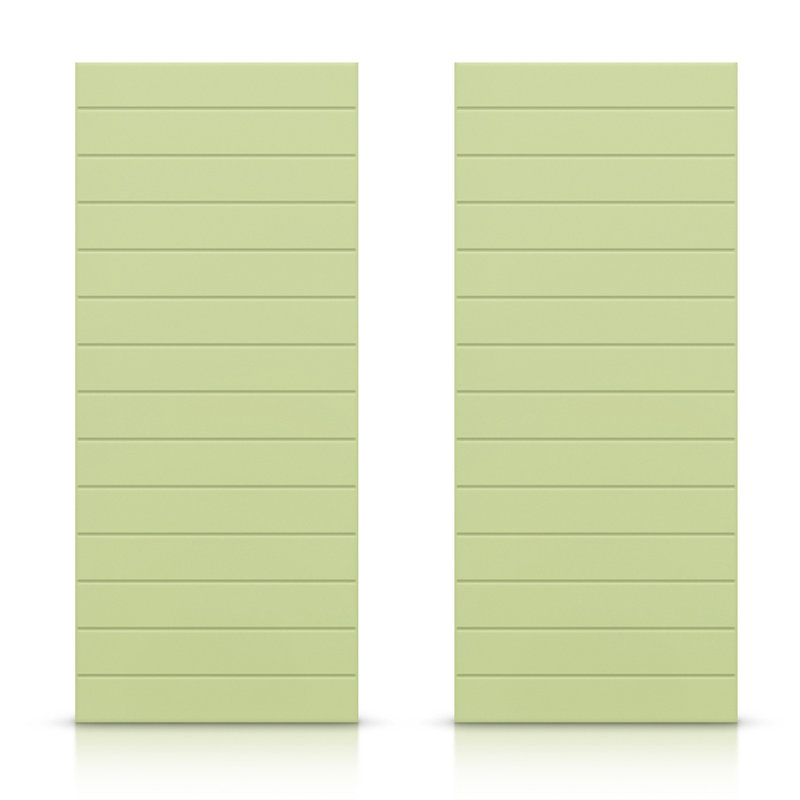 Panelled Manufactured Wood Sliding Closet Doors, Sage Green, 72" x 96"