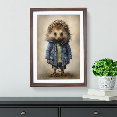 Hedgehog with Glasses Painting - Framed Print