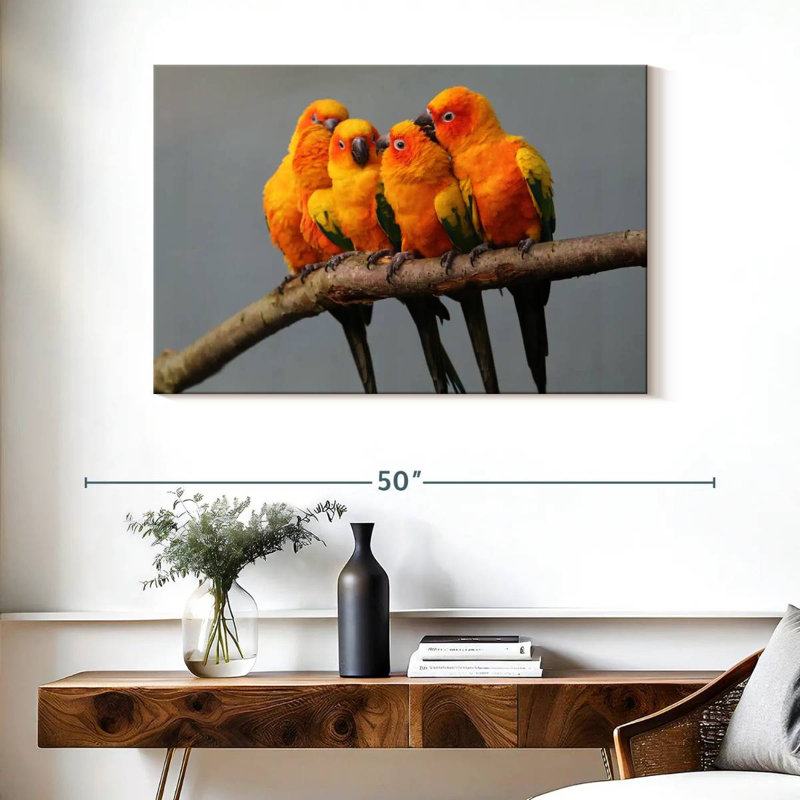 Wild Sun Parakeets, 26" H x 39" W