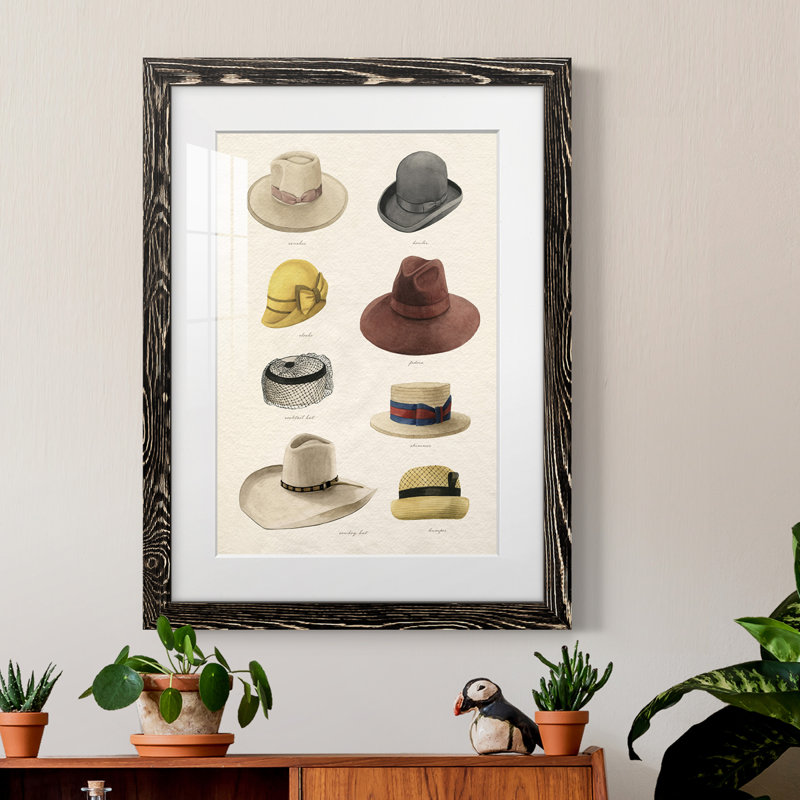 Vintage Hats II - encadré, impression, Noir, H 44 po x l 31 po x P 1 po
