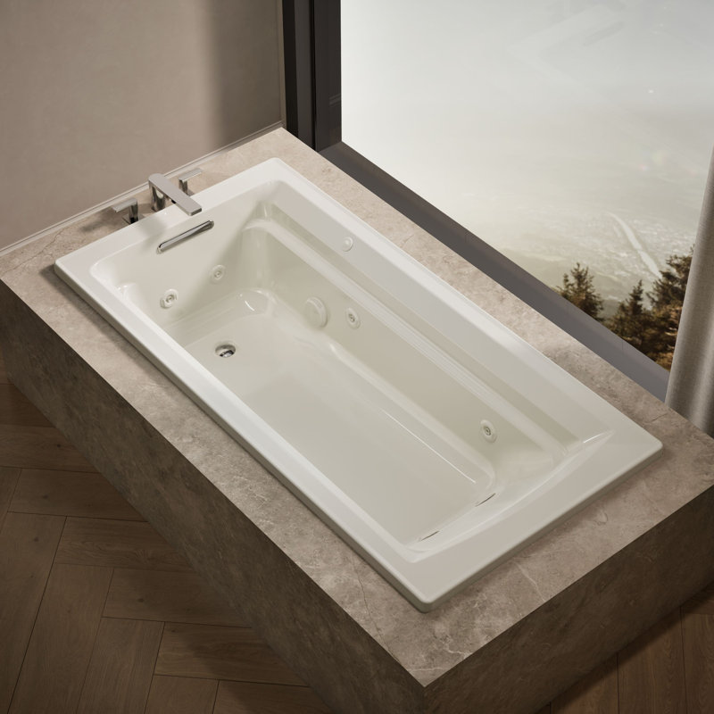 Archer 72" x 36" Drop in Whirlpool Acrylic Bathtub, Biscuit