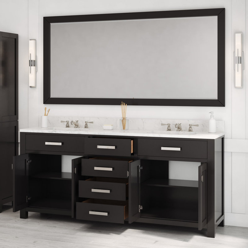 Minnetrista Bathroom Vanity with Marble Top, Espresso, Chrome