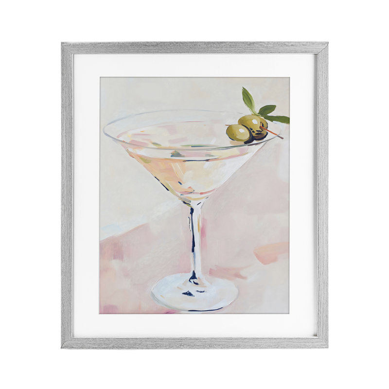 «Pastel Martini with Olive Garnish», reproduction imprimée sous verre, conception de The Prints Vibe, 21 x 17