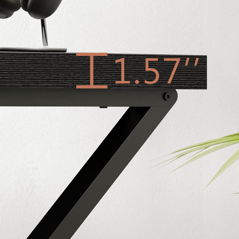Kelleia Writing Desk, Black, 30.1" H x 60" W x 23.6" D