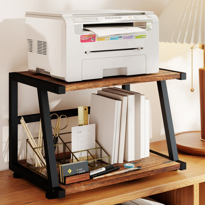 2-Tier Desktop Printer Stand with Storage