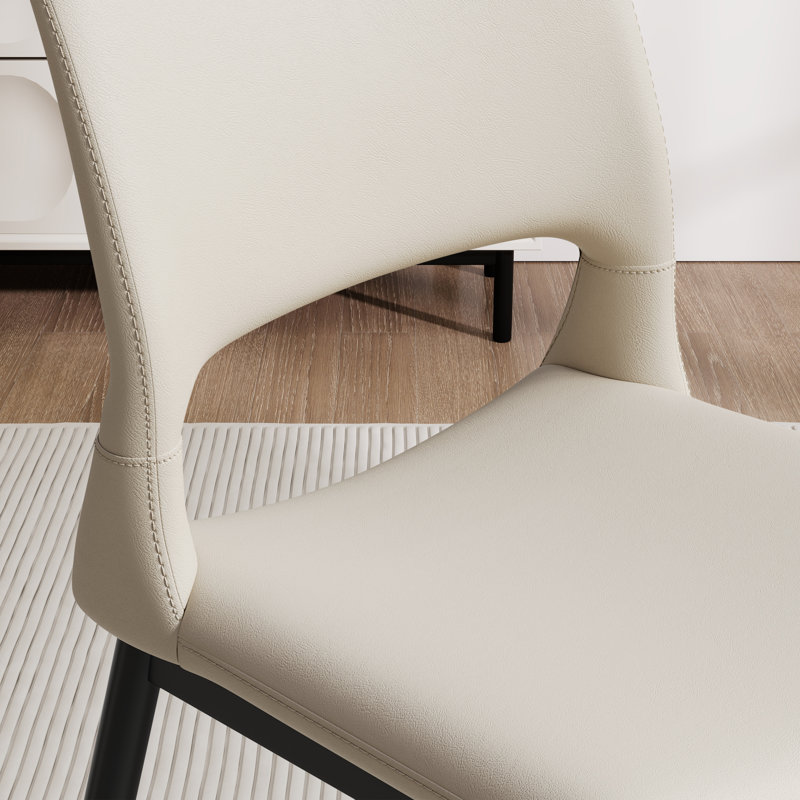 Ensemble de 2 chaises de salle à manger en cuir Pu, Blanc