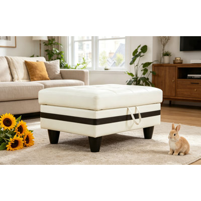 Faux Leather Storage Ottoman