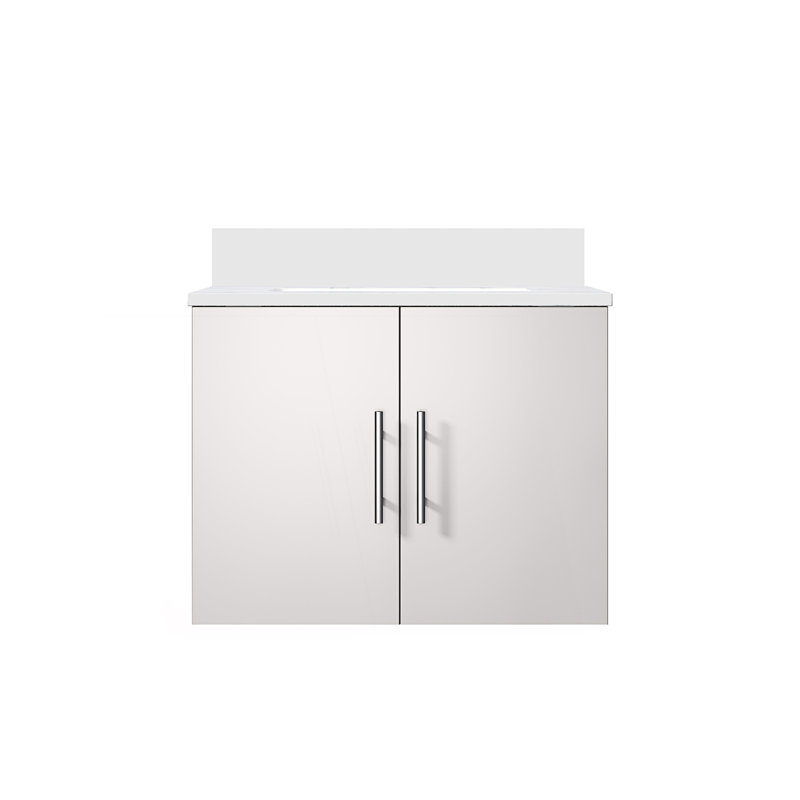 24 po X P 22 po Meuble-lavabo D avec comptoir en quartz blanc, Blanc lustré