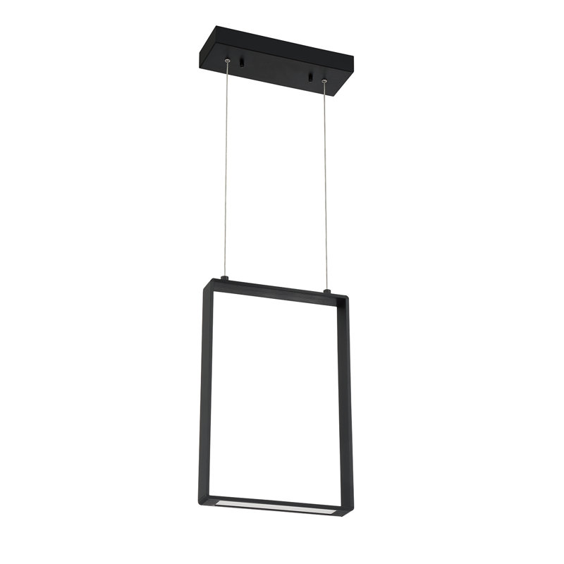 Luminaire suspendu carré / rectangulaire à 1 lumière unique / remarquable, H 47,2 po x l 18 po x P 4,3 po, Noir