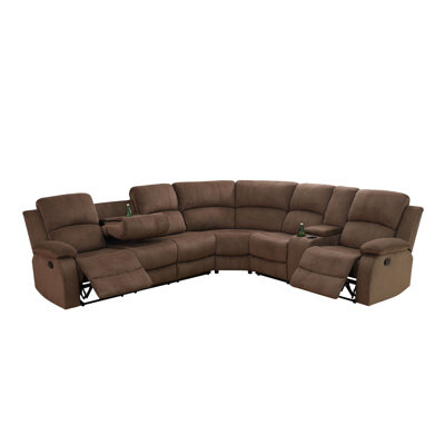 Ensemble de canapé modulaire inclinable brun 3 pièces