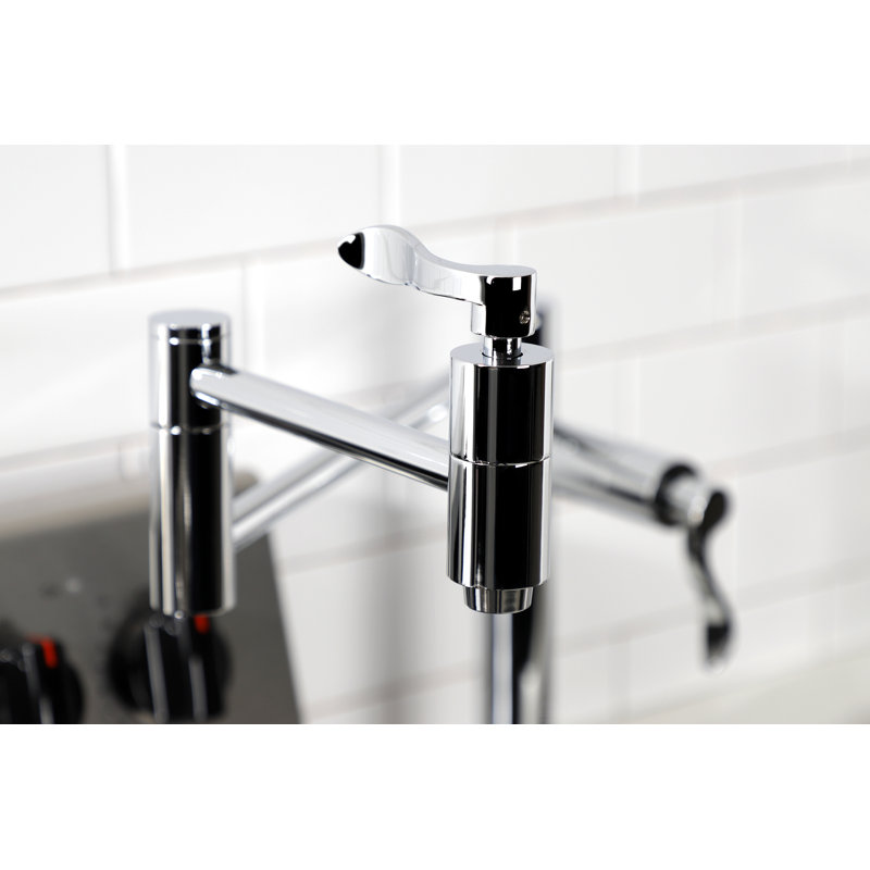 Kingston Brass NuWave Two-Handle 1-Hole Deck Mount Pot Filler Faucet, Polished Chrome