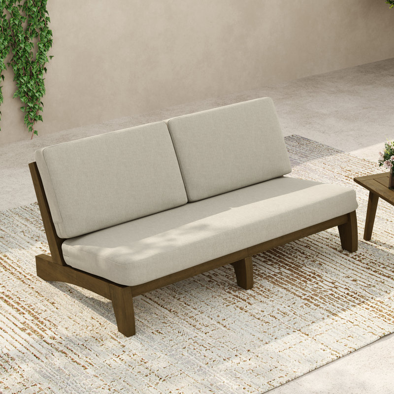 Patio Outdoor Sofa with Cushions, Light Camel, Brown