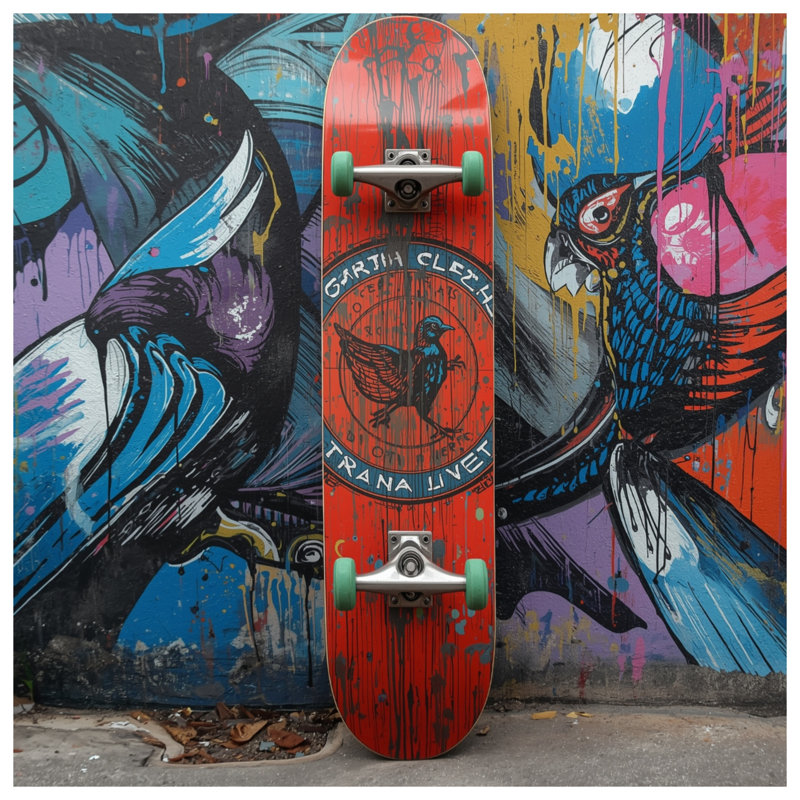 Colorful Bird Skateboard Duvet Covers, King