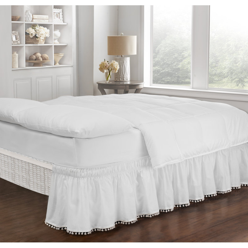Ruffled Wrap Around Bed Skirt, Queen/King, White